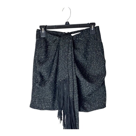 House Of CB Skirt Women Small Black‎ Tweed Draped Fringe Mini Sexy Preppy - Picture 4 of 10